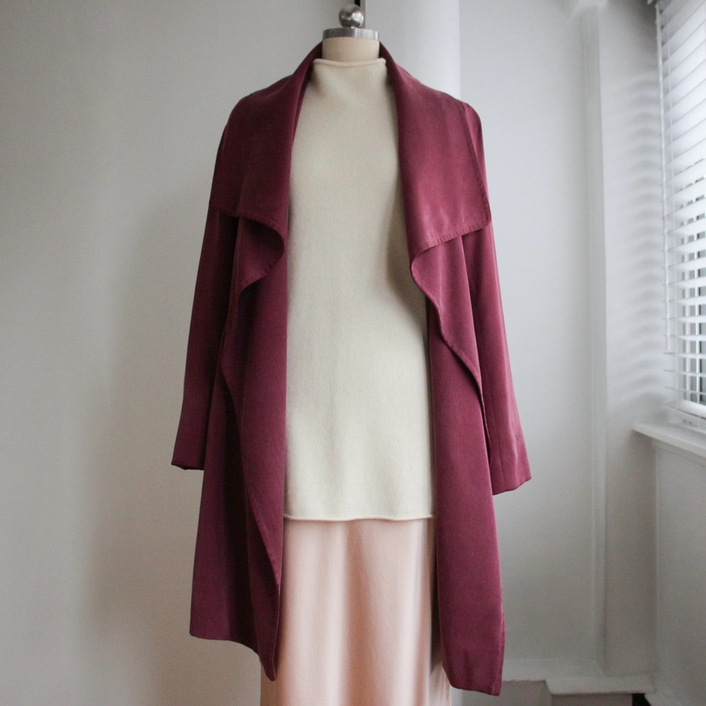 Club Monaco Berry Pink Waterfall Trench Coat